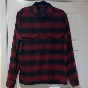 All Saints Red & Black Plaid Lightweight Shirt Jacket
